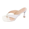 thumbnail image 2 of HaiMao Women's Square Open Toe Heeled Sandals Square Open Toe Kitten Heel Flip Flops Thong Slippers for Women White 8.5(41), 2 of 9