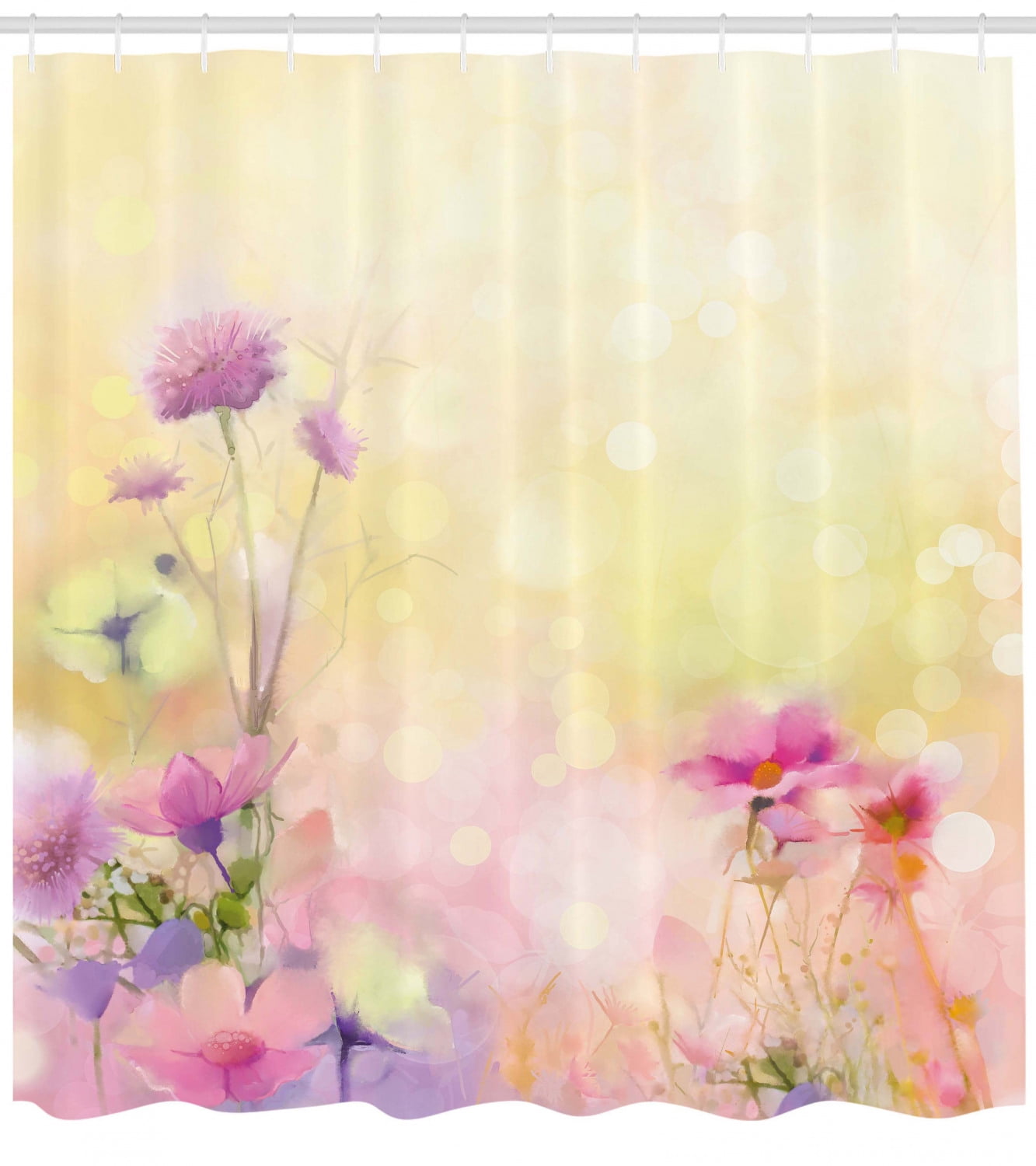 Flower Shower Curtain Vintage Soft Colored Feminine Magnolia