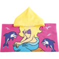 thumbnail image 4 of Toalla de baño con capucha de playa para niños de 2 a 8 años - Poncho con cubierta para piscina - Uso múltiple para baño/ducha/piscina 24" x 48" sirena delfín, 4 of 4