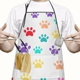 thumbnail image 2 of Colorful Dog Paw Footprint Apron-Garden Aprons for Women with Pockets-Cotton Linen Waterproof Kitchen Cooking Gardening Aprons Adjustable for Kitchen,Cooking,BBQ and Salon 33x27 Inch, 2 of 6