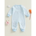 thumbnail image 5 of BemeyourBBs Newborn Baby Boy Girl Valentines Day Outfits Striped Plaid Romper Long Sleeve Crew Neck Heart Letters Embroidery Jumpsuit Cute Fall Winter Spring Clothes, 5 of 9