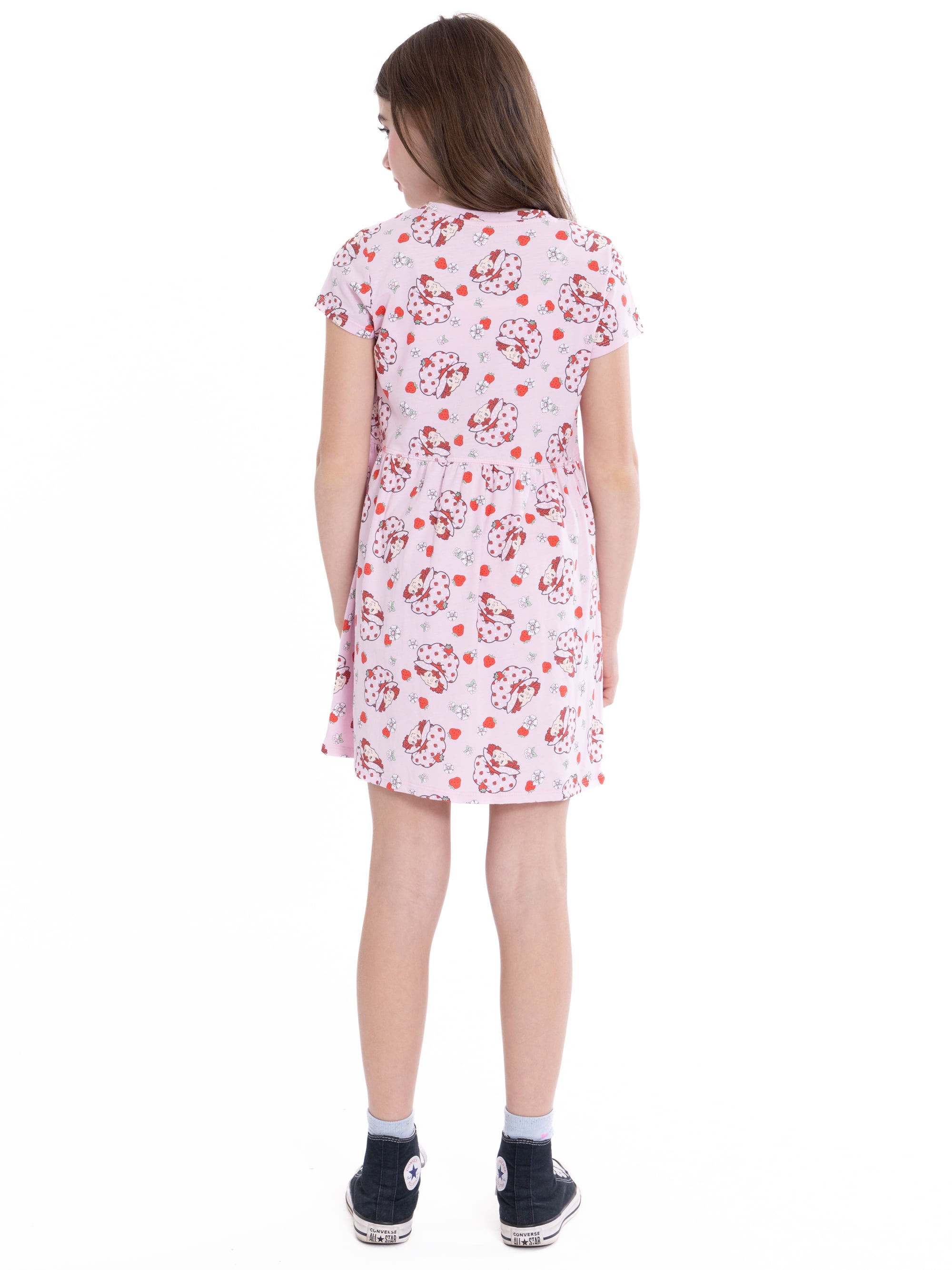 Strawberry Shortcake Girls Dress with Short Sleeves, Sizes XS-L