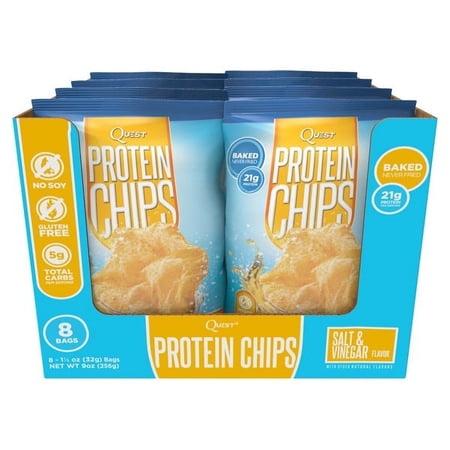 Quest Salt and Vinegar Flavor Protein Chips 1 oz Bags - Pack of 8