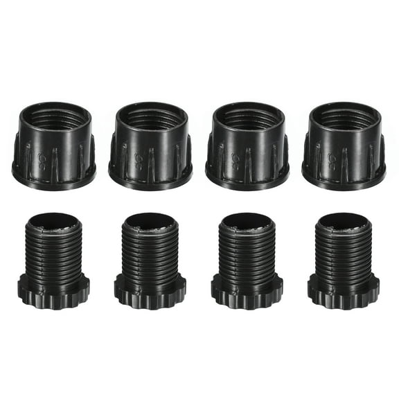 4Pack Inserts for Round Tubes with Leveling Feet, for 38mm/1.5" Dia Round Tube, Black Plastic Furniture Chair Leg Plug