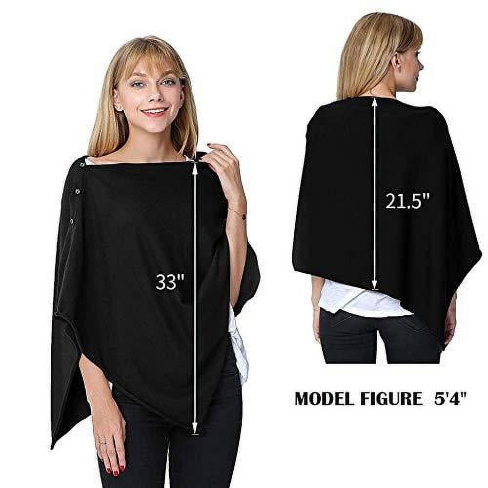 StylesILove Multi-Use Knit Nursing Shawl Poncho Adjustable Buttons for Breastfeeding Protection Nursing Cover Multi-Way Scarf