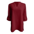 thumbnail image 7 of Endives Womens Linen Shirts 3/4 Length Sleeve Womens Shirt Blouses Spring Tops 2026 Beach Vacation Summer Wine, 7 of 7
