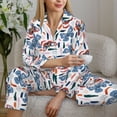 thumbnail image 6 of Pofeuu Retro Butterfly Print Womens Pajamas Set Long Sleeve Sleepwear Button Down Nightwear Soft Pj Lounge Sets Button Down Pajamas Women-Large, 6 of 7