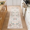 thumbnail image 2 of SUNDEREY 2'x6' Boho Floral Runners for Hallways, Washable Kitchen Runner Rug Non Skid, Soft 6ft Hallway Rug Ultra Thin Stain Resistant Carpet Runners for Bathroom Entryway, Beige, 2 of 8