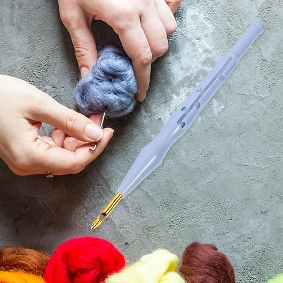 EXHUMKY 1 Set Punch Needle Tool Hand Craft Abs Metal Sky Blue For Embroidery