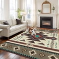 thumbnail image 2 of Non-Slip Rug Pad Rugs Aztec Tribal Ethnic Style Rectangle Area Rugs 5x7Ft Soft Carpet Pads for Living Room Kids Room, Retro Brown Geometric, 2 of 9