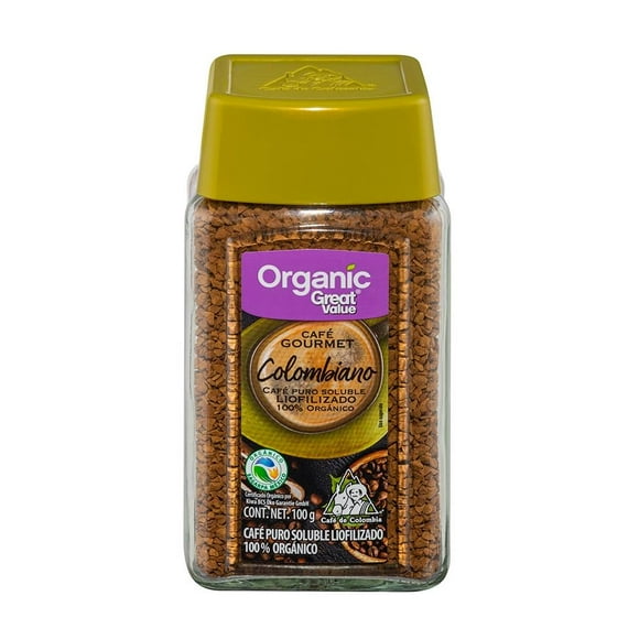 Café soluble Great Value colombiano orgánico 100 gr