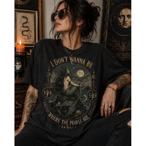 I Don't Wanna Be Where The People Are Mermaid Graphic Unisex T-Shirt