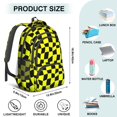 thumbnail image 5 of Yellow and Black Wavy Checkered Backpack for School, Cute School Bag with Adjustable Shoulder Straps and Padded Back, 16.9"x12.6"x5.9", 5 of 5