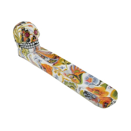 Floral Finish Colorful Day Of Dead Sugar Skull Incense Burner/Holder