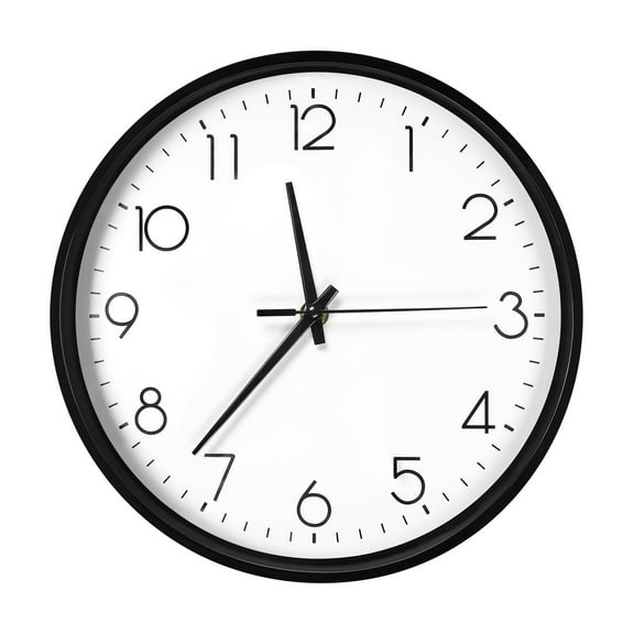 10" Silent Clock Battery Operated, Digital Wall Clock Mute Wall Clock, Black
