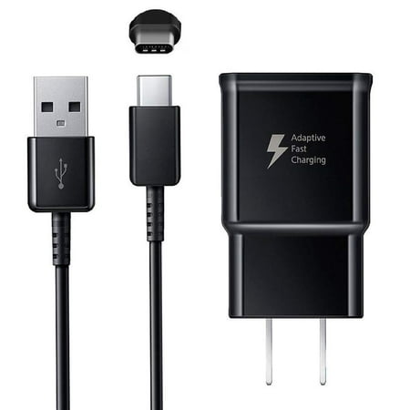 OEM Samsung Galaxy S8 S9 S10 Plus Huawei Mate 20 X 5G Adaptive Fast Charger USB-C 3.1 Type-C Cable Kit Fast Charging USB Wall Charger AC Home Power Adapter [1 Wall Charger + 4 FT Type-C Cable] Black