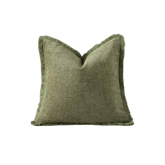 Pillow B, Ensemble de 2 Coussins Décoratifs en Lin avec Franges, Housse de Coussin Confortable Style Ferme avec Pompons, Taie d'Oreiller Douce pour Canapé Chaise Lit Salon Décoration Maison