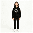 thumbnail image 4 of Coerni Girls Boys Graphic 2 Piece Outfits Heart Print Pullover Hoodie Sweatpants Fleece Sweatsuit Fall Winter Clothing Set Tracksuit, 4 of 6