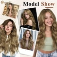 thumbnail image 5 of CREAMILY Clip in Hair Extensions 4PCS Thick Hairpieces Golden Brown Long Wavy Curly Synthetic Hair Extensions for Women 23in, 5 of 7