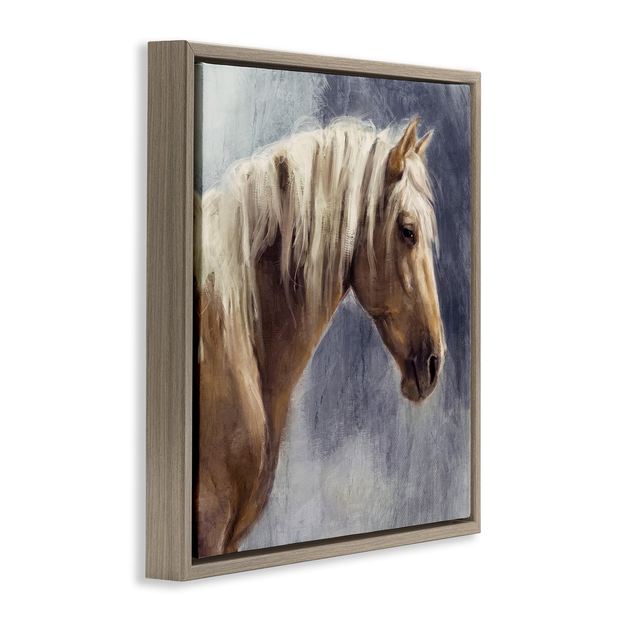 Stupell Industries Golden Boy Horse Animals & Insects Painting Brown Floater Framed Canvas Art Print Wall Art, 25 x 25