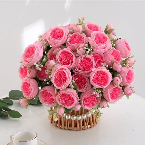 Ramo de rosas artificiales para mujer, decoración del hogar, ramo de boda, rosa pegada a la pared.