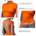 thumbnail image 4 of Camiseta sin espalda para mujer Color puro suave piel amigable transpirable moda camiseta para aniversario, 4 of 4