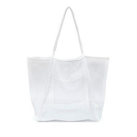 

Beach Bag Mesh One Shoulder Tote Bag Ladies Hand Wash Swimming Clothing Storage Pocket
