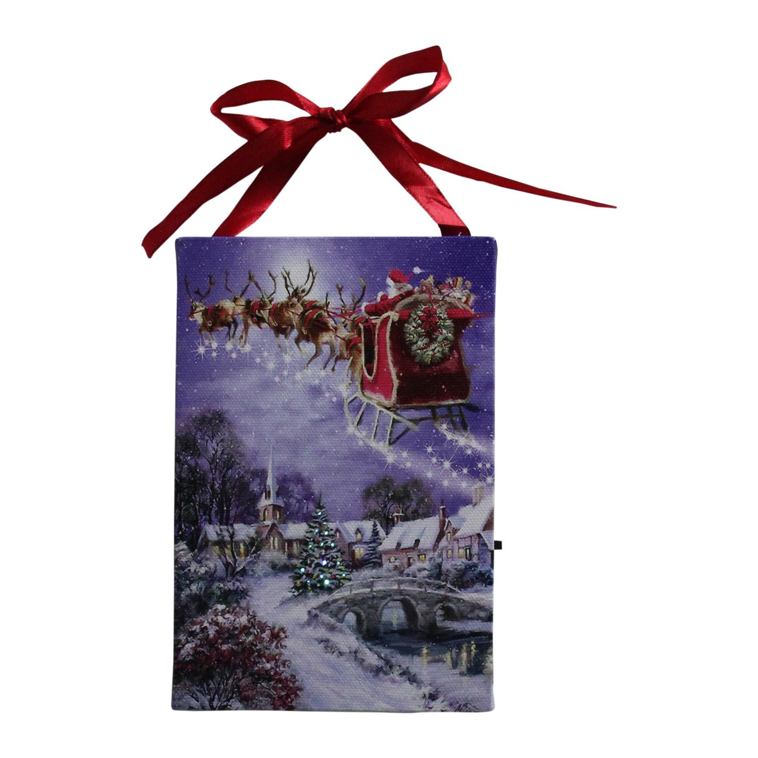 6" LED Fiber Optic Christmas Tree and Santa Sleigh Wall ...