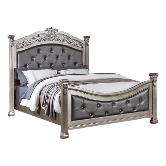Jax California King Bed, Button Tufted Upholstered Headboard, Champagne