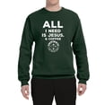 thumbnail image 2 of Wild Bobby, All I Need is Jesus & Coffee Inspirational/Christian Unisex Crewneck Graphic Sweatshirt, Forest Green, Small, 2 of 6