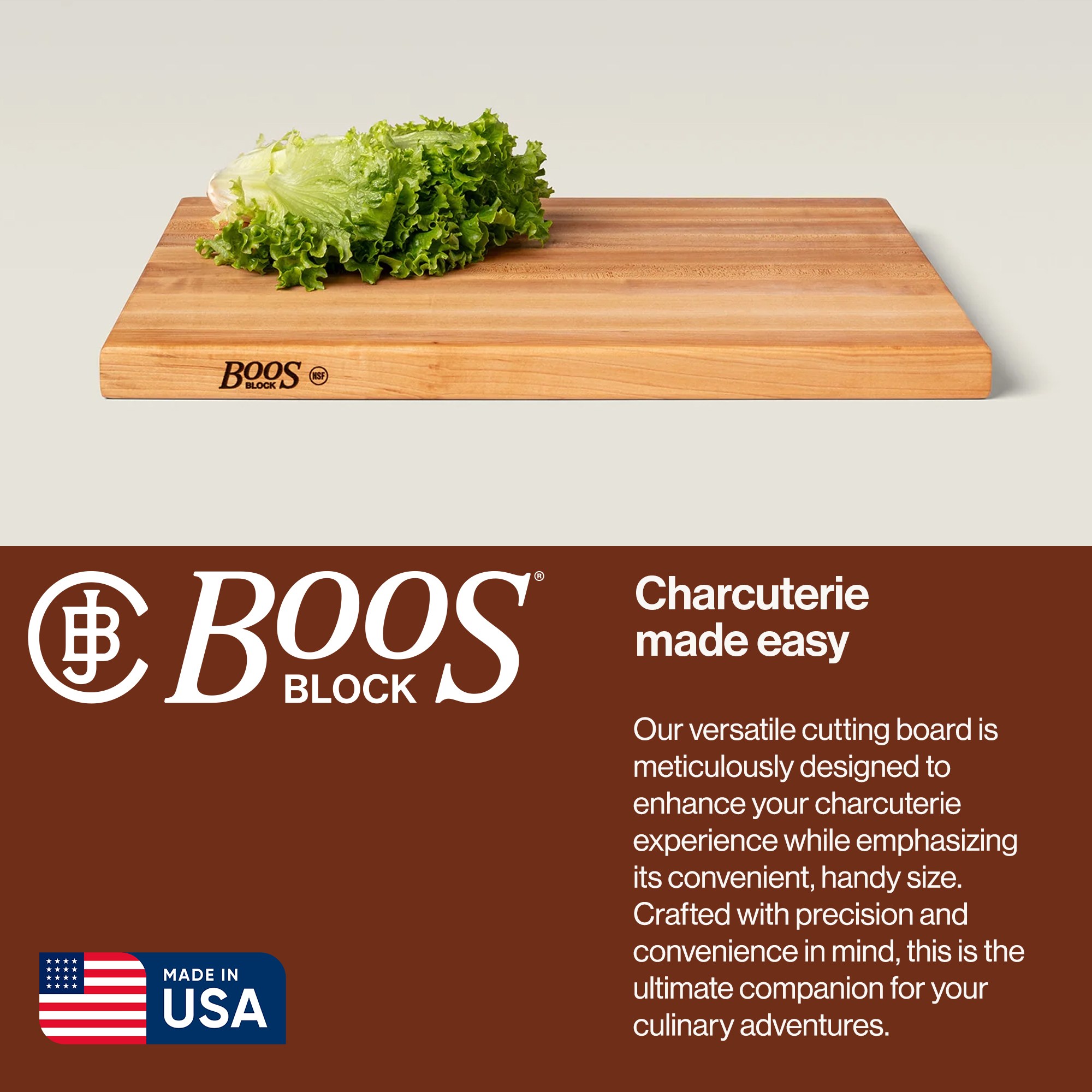 John Boos R-Board Reversible Wood Cutting Board, 24" x 18" x 1 1/2", Maple