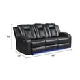 thumbnail image 2 of JERFIT Modern 3-Seater Power Reclining Sofa with LED Lights and USB Charging, Faux Leather, Black, 2 of 10