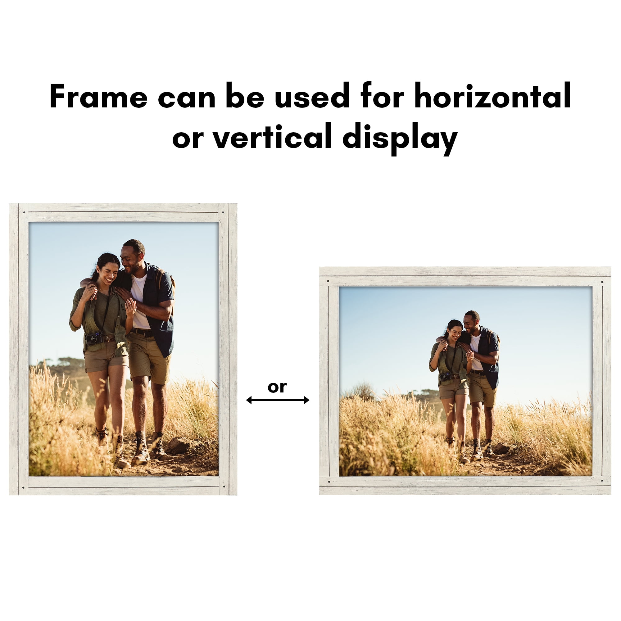 Americanflat 18x24 Poster Frame with Polished Plexiglass Hampton Collection Distressed Frames - Aspen White