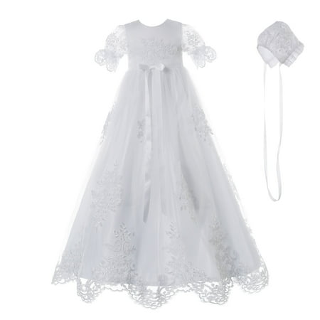 

NIMBLE Baby Girls Baptism Delicate Embroideried Gown White Size 3-6 Months