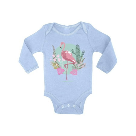 

Awkward Styles Pink Floral Flamingo Baby Bodysuit Long Sleeve Pink Flamingo Romper for Boys Summer One Piece for Girls Pink Flamingo Romper for Children Flamingo Gifts for Little One Summer Clothing