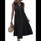 thumbnail image 2 of Vestido Informal para Mujer, Sin Mangas, Cuello en V, Botones, para Playa, con Volantes Escalonados, Falda , Vestidos Midi. Negro M, 2 of 9