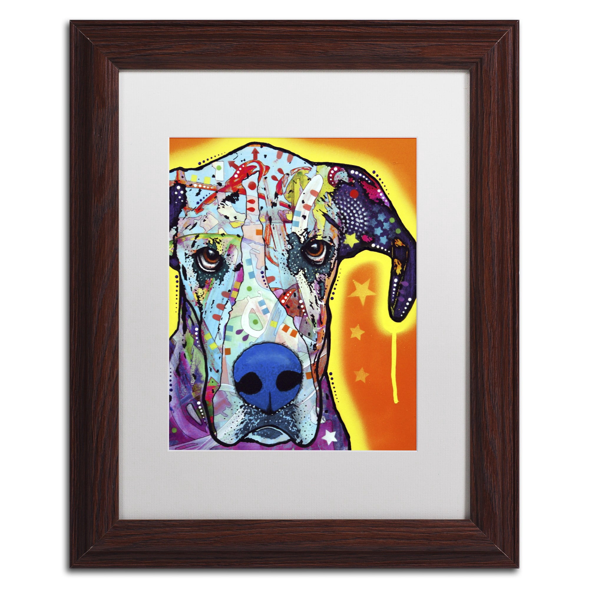 Trademark Fine Art "Great Dane" Canvas Art by Dean Russo, White Matte, Wood Frame