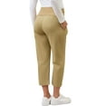 thumbnail image 3 of Pantalones de maternidad de algodón para mujer INSPIRE CHIC, con pliegues, sobre la barriga, rectos, con cintura elástica y bolsillo, para el embarazo, talla XL, color caqui, 3 of 6