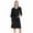Black, variant on Women's Zipper Robe 3/4 Sleeve House Wear Knee Length Sleepwear Soft Casual Waffle Knit Housecoat with Pockets and Belt, S-2XL