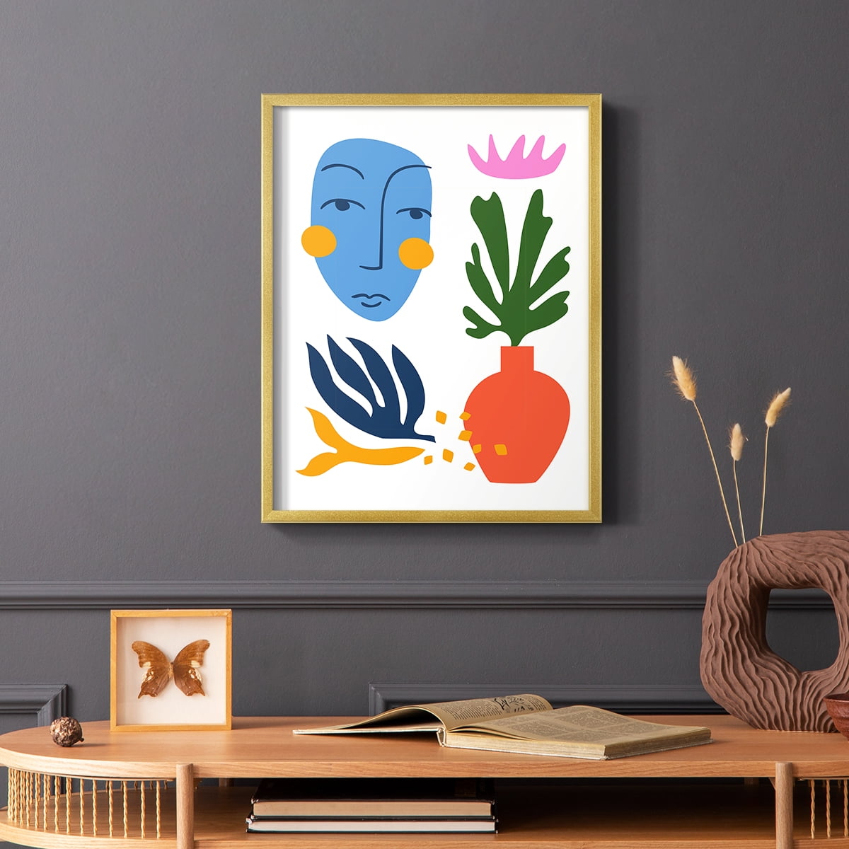 Matisse CDXLVIII in Gold Solid Wood Framed Print No Nail Hanging