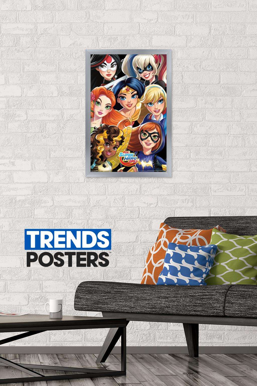 DC Comics TV - DC Superhero Girls - Group Wall Poster, 14.725" x 22.375", Framed