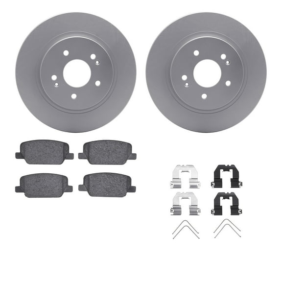 Dynamic Friction Company Rear Geospec Brake Rotors with 5000 Advanced Brake Pads includes Hardware 4512-03193