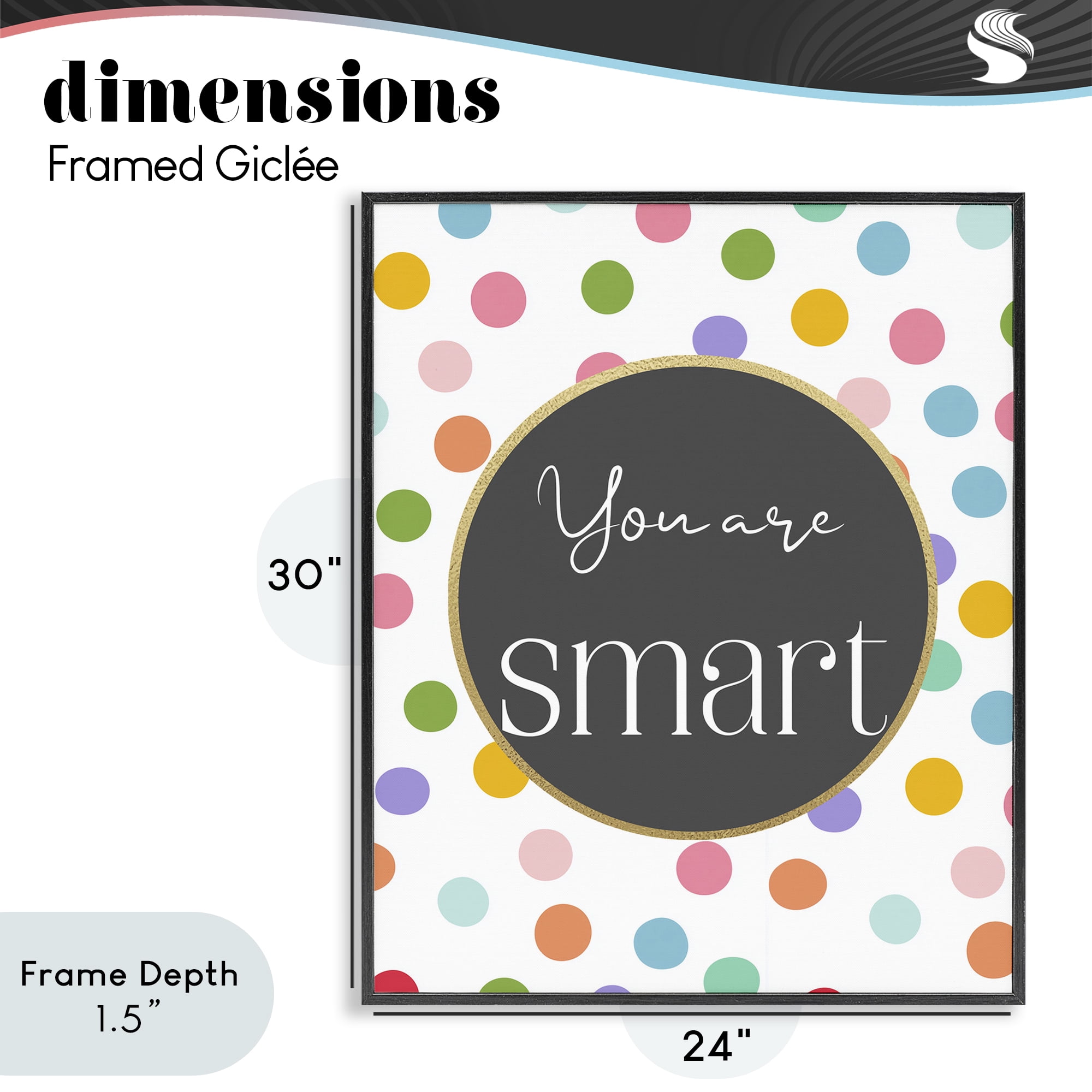 Stupell Industries You Are Smart Polka Dots Black Framed Giclee Art, design by Christine Simpson Art