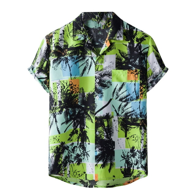 Chemises à Manches Courtes pour Hommes Chemise Hawaïenne à Manches Courtes Chemise de Plage Imprimée Été Décontractée Col Rabattu Chemises Hommes Manches Courtes Chemises Hommes Manches Courtes Décontractées