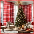 thumbnail image 4 of Christmas Red Window Curtains Red and White Tartan Plaid Curtain Farmhouse Xmas Window Drapes for Living Room Bathroom Home Decoration, 4 of 6