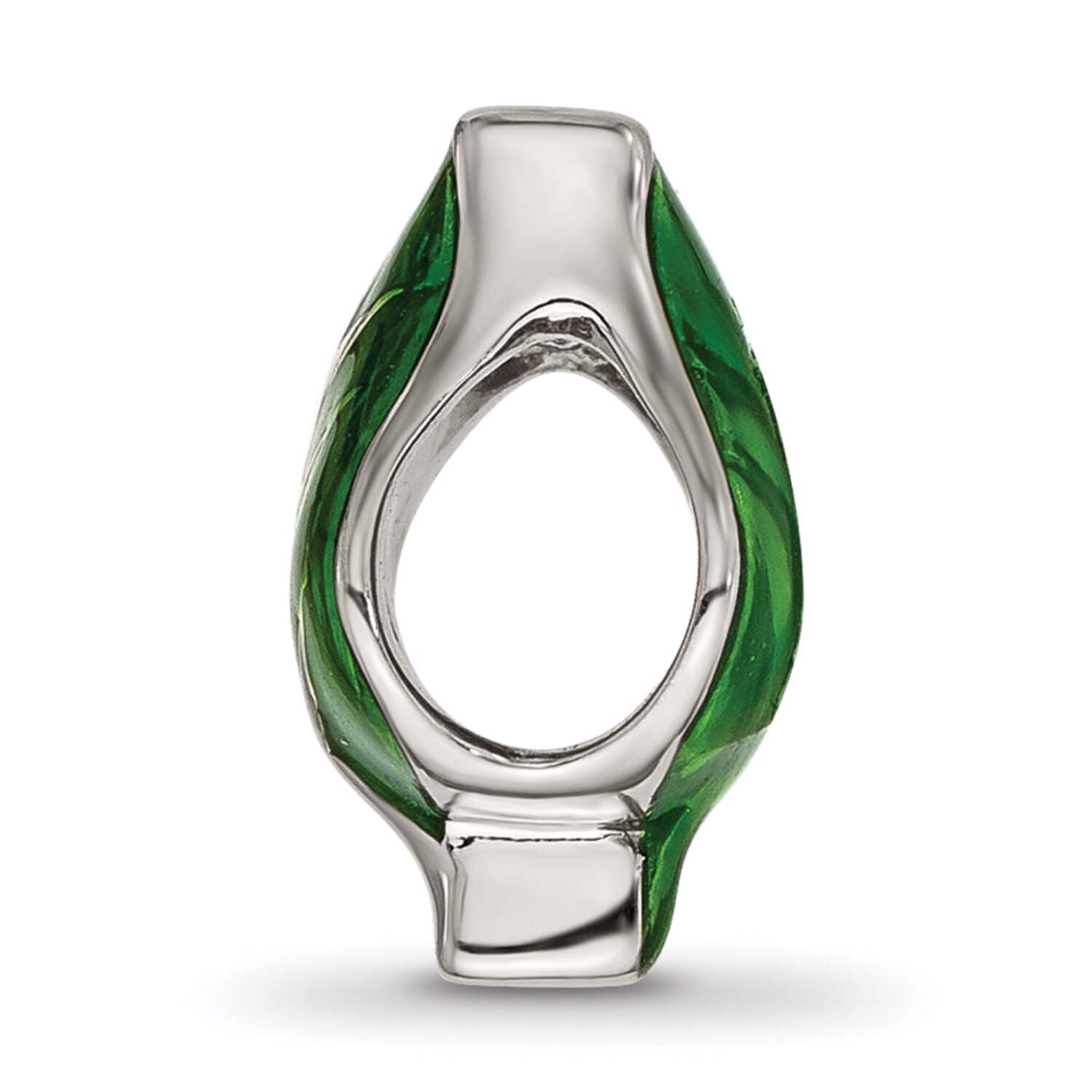 Sterling Silver Reflections Enamel Green Leaf Bead