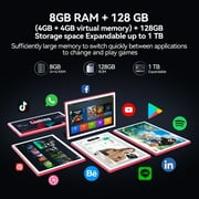 Android 15 Tablet with Keyboard, 24GB+128GB ROM(1TB Expand), Octa Core, 5G/2.4G WiFi, 7000mAh, BT V5.0, with Case, Mouse, Stylus, Split-Screen(Pink)