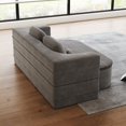 thumbnail image 6 of BUIORD 75" Convertible Loveseat Sofa, 2-in-1 Foldable Sleeper Sofa Bed with Multi Functional Blanket, Corduroy Floor Sofa for Living Room Bedroom, Gray, 6 of 9