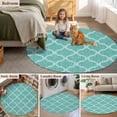 thumbnail image 6 of Blue Green Moroccan 8' Round Area Rug, Morocco Retro Abstract Quatrefoil Plaid Washable Non-Slip Large Circle Rugs for Living Room Bedroom, Soft Low Pile Rug Carpet for Dining Room Kitchen Farmhouse, 6 of 9