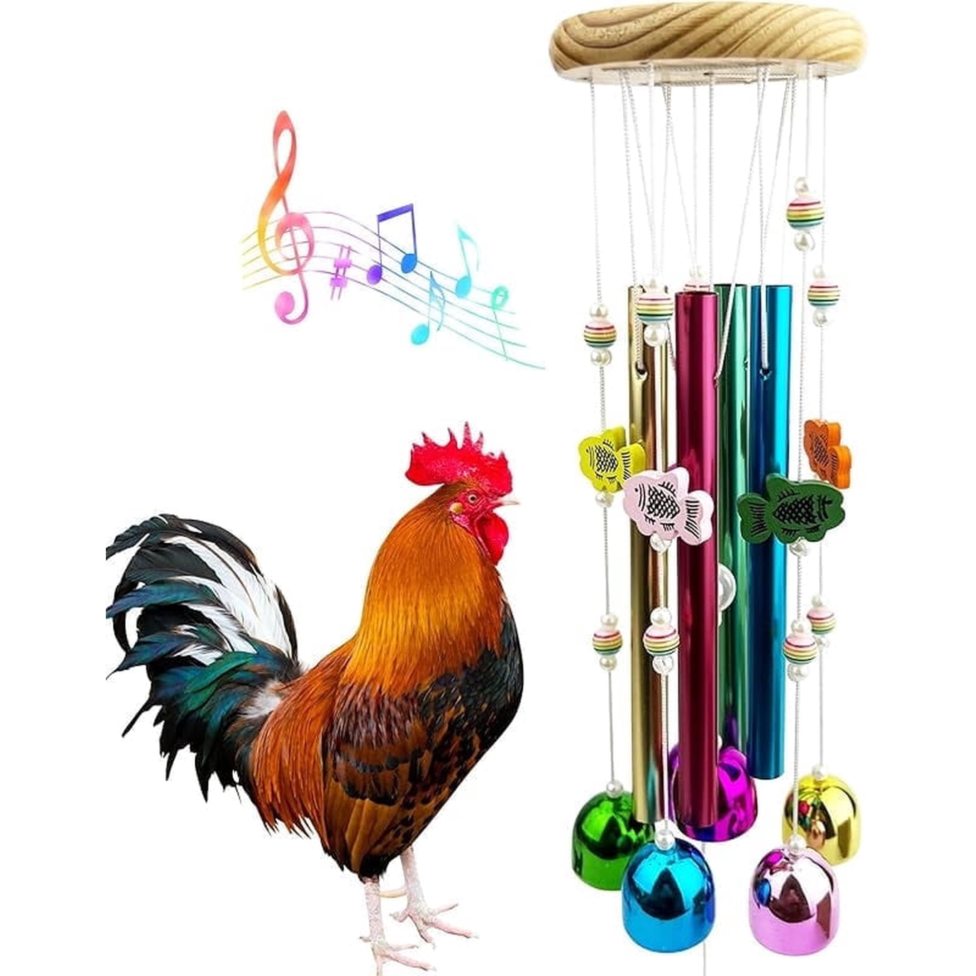 ACDANC Chicken Toys - Hanging Chick Peck Toy with Colorful Bells, Musical Coop Accessories for Hens, Chicks, Poultry, Parrots
